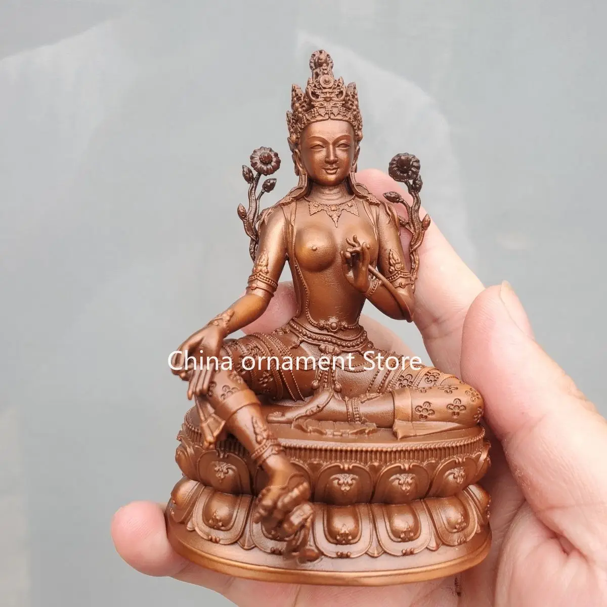 Чистая медь зеленая Тара Бодхисаттва белая орнамент 21 тибетский для домашнего