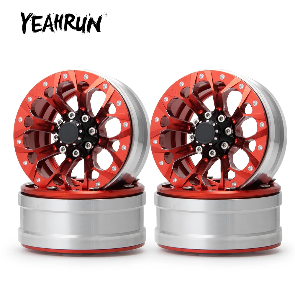 

YEAHRUN 4Pcs 1.9inch Aluminum Alloy Beadlock Wheel Hubs Rims for Axial SCX10 D90 CC01 1/10 RC Crawler Car Model Upgrade Parts