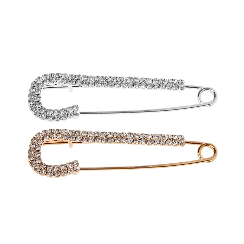 

Fashion Safety Pins Women Crystal Lapel Pin Sliver Gold Catch Scarf Brooch Pins