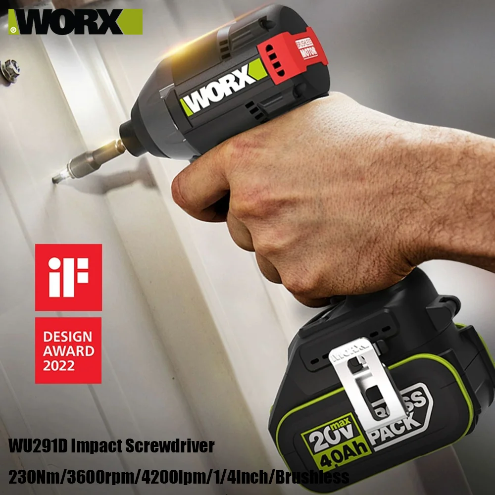 Шуруповерт ударный WORX бесщеточный, 3600 нм, об/мин, 20 в