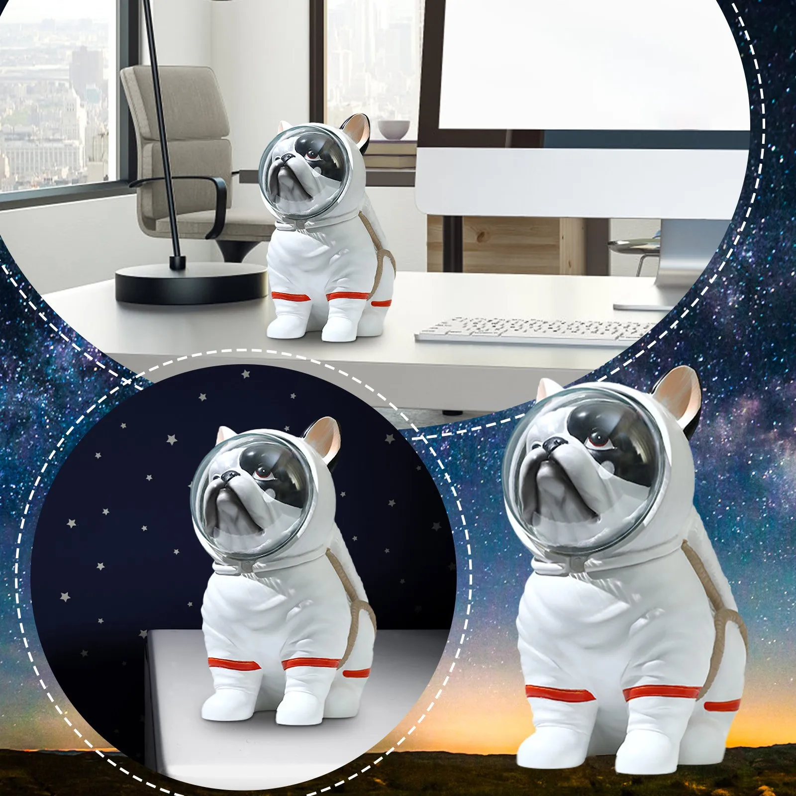 

Gold Knot Decor Astronaut Figurine Decor Polyresin Astronaut Statue Space Dog For Ornament Space Christmas Snowflake Ornament