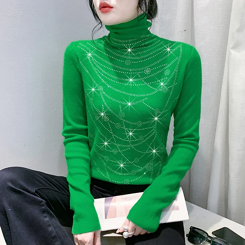 Новинка 2024 европейская одежда зимние вязаные свитера с высоким воротником