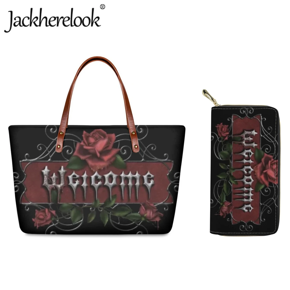 

Jackherelook Gothic Rose Women's Handbags Fashion Retro Shoulder Bag Dark Style Tote Bag Schoolgirl Party Bags Customized Sets