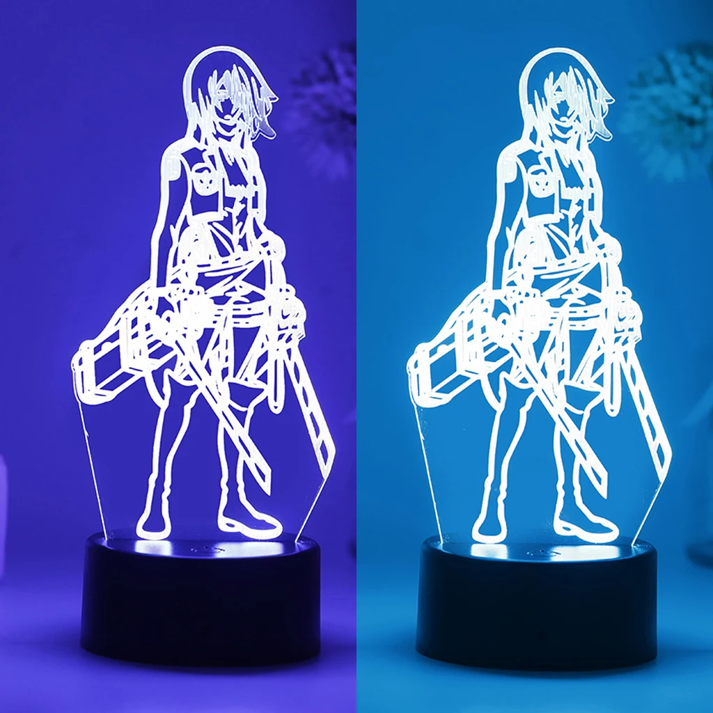 

Anime Attack On Titan 3D Led Night Light Manga Figure Home Room Remote Acrylic Lamp Desk Decor For Kid Child Unusual Gift Mikasa