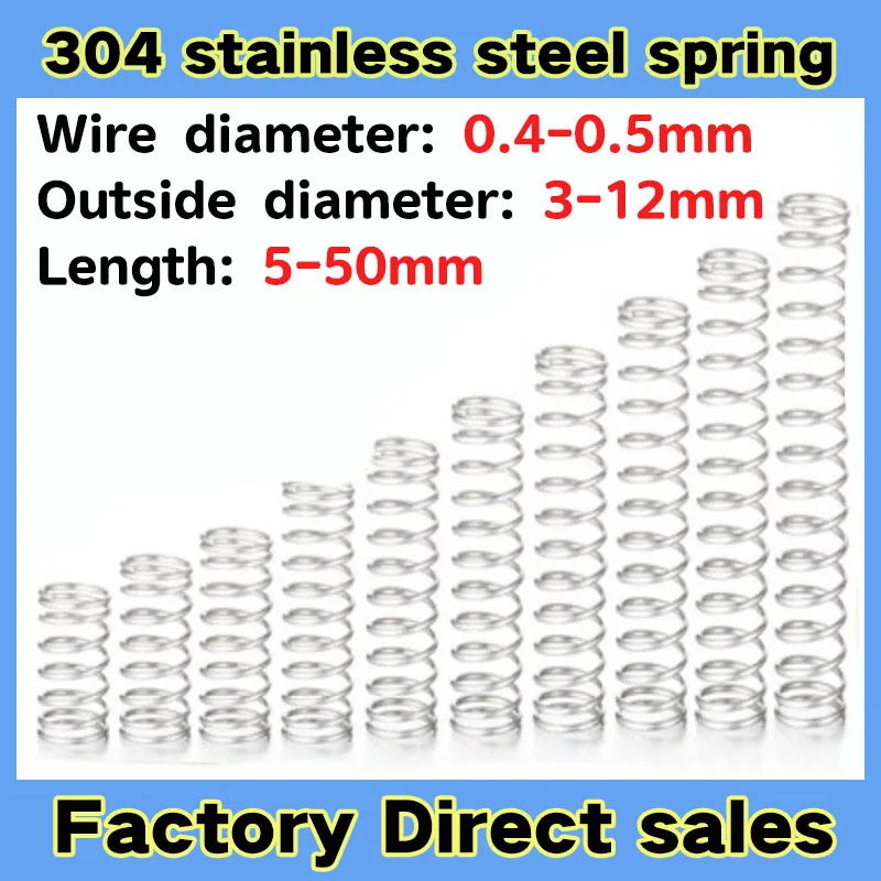 

20pcs wire diameter 0.4mm-0.5mm Stainless Steel Compression Spring 304 SUS Compressed Spring Y-Type Rotor Return Spring