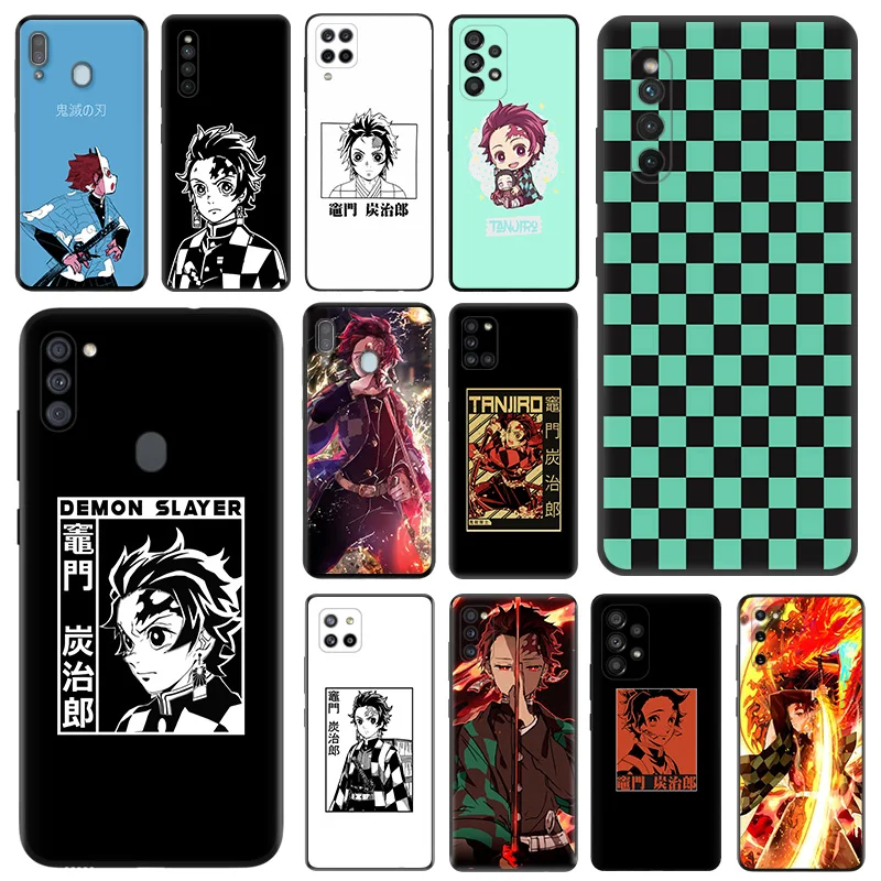 

Black Phone Case For Samsung M54 A03 A02 A01 A04 M30S M21 M31 M51 M32 M62 M22 M52 M23 M33 M53 Demon Slayer Kamado Tanjirou Cover