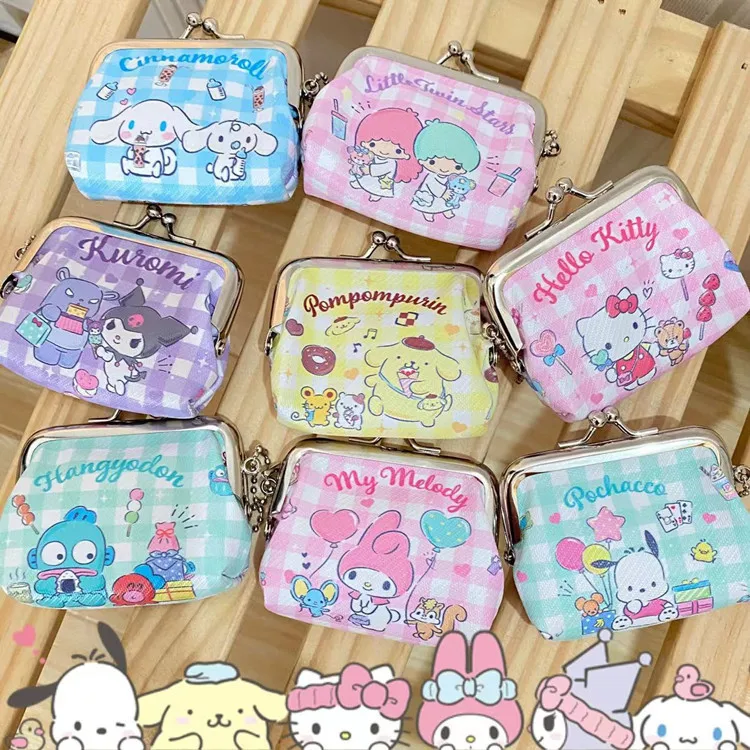 

Мультяшная мини сумка для хранения с железной пряжкой Hellokitty Kawaii Sanrio Cinnamoroll Mymelody Kuromi аниме кошелек для монет чехол для ключей