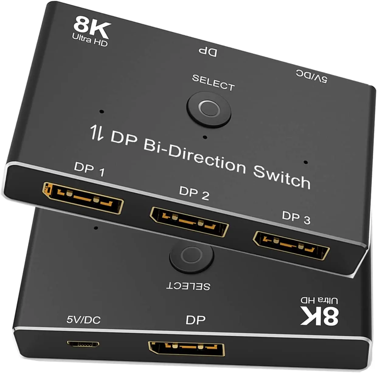 Bi-Directional DisplayPort 1.4 Splitter Switch 3X1/1X3 3-Port DP 1.4 Switcher 3 in 1 Out/Displayport Splitter 1 in 3 Out 8K@60Hz