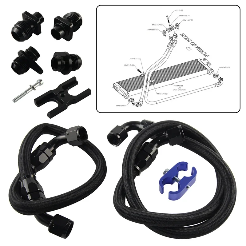 Комплект линий масляного радиатора AN10 для BMW M3 M4 M2 COMP S55 F80 F82 F83 F87 F8X 2015-2020