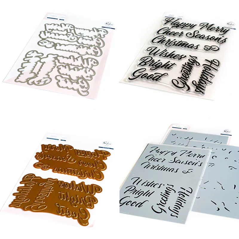 

Holiday Set Cutting Dies Stamps Stencil Hot Foil Scrapbook Diary Decoration Stencil Embossing Template Greeting Card Handmade