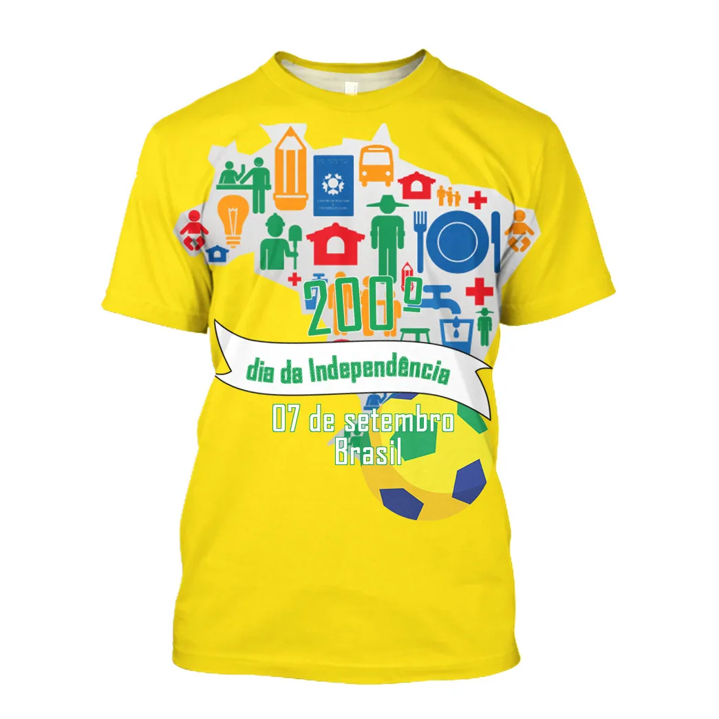

Jumeast Brasil Flag 3D Graphic T Shirts 200th Independence Day Printed T Shirt Fireworks September 7 Brasil Map Football Tops