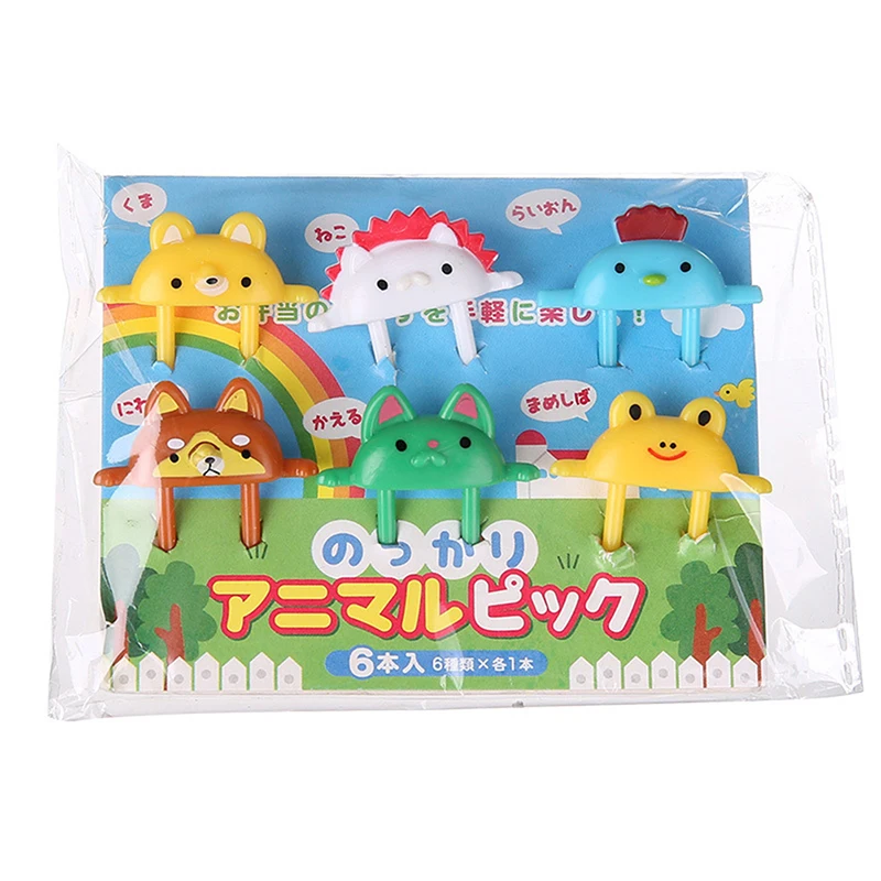 

6Pcs Bento Vegetable Crockery Cute Mini Toddler Children Fruit Forks Toothpicks Food Picks Cartoon Animal Fruit Forks