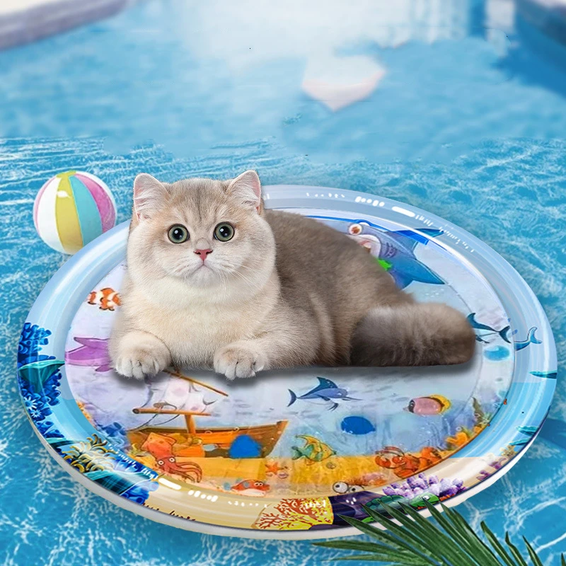 Коврик для ледяной воды домашних животных синий кожаный коврик кровати собак из