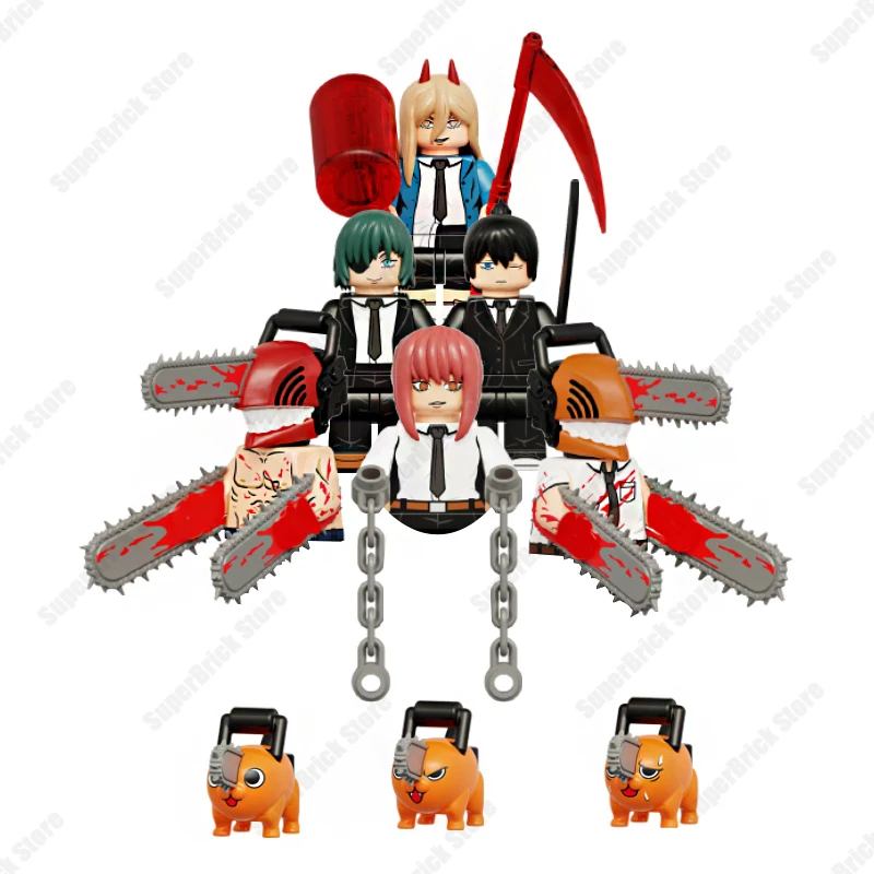 S Volkner Makima Pochita Model Building Blocks Bricks Kit Doll Children Toys Gifts