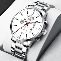 luxury quartz wrist watch fashion men business stainless steel watches for men luminous clock casual sports leather watch