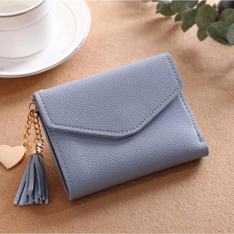

Wallet Women's Short Tassel Envelope Buckle Tri-fold Women's Wallet Wallet