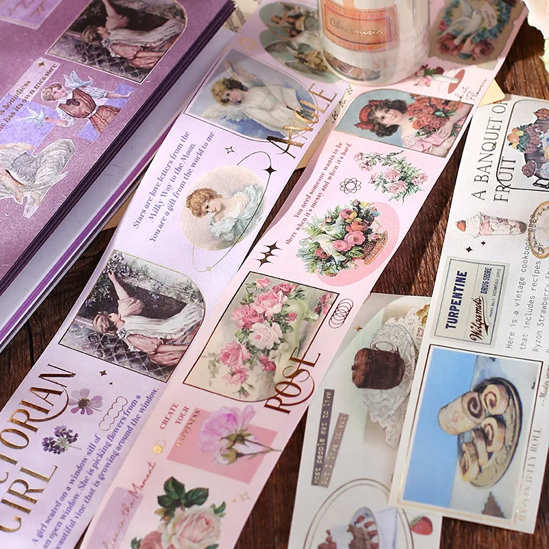 

40mm*3m Retro Washi Tape Bronzing DIY Journal Scrapbooking Material Background Collage Masking Tape Kawaii Stationery