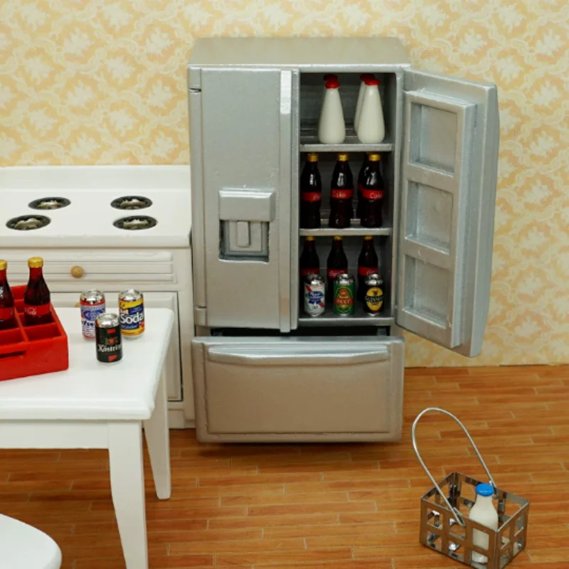 

1:12 Dollhouse Miniature Furniture Simulation Fridge Refrigerator Kitchen Wooden