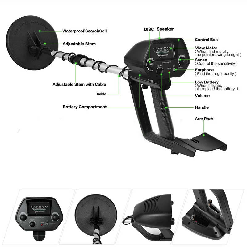 

Подземный металлоискатель MD4030, портативный детектор для обнаружения золота, регулируемая длина металла