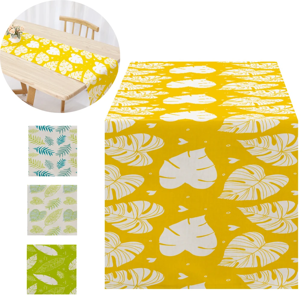 

Tropical Plants Table Runner Dining Table Cover for Home Wedding Banquet Festival Party Hotel Placemat Coasters Home Decoration