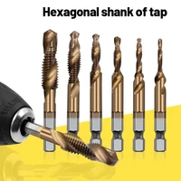 m35 cobalt plated high speed steel hexagonal shank tapping drilling and chamfering one piece composite tap m3 screw drill bit