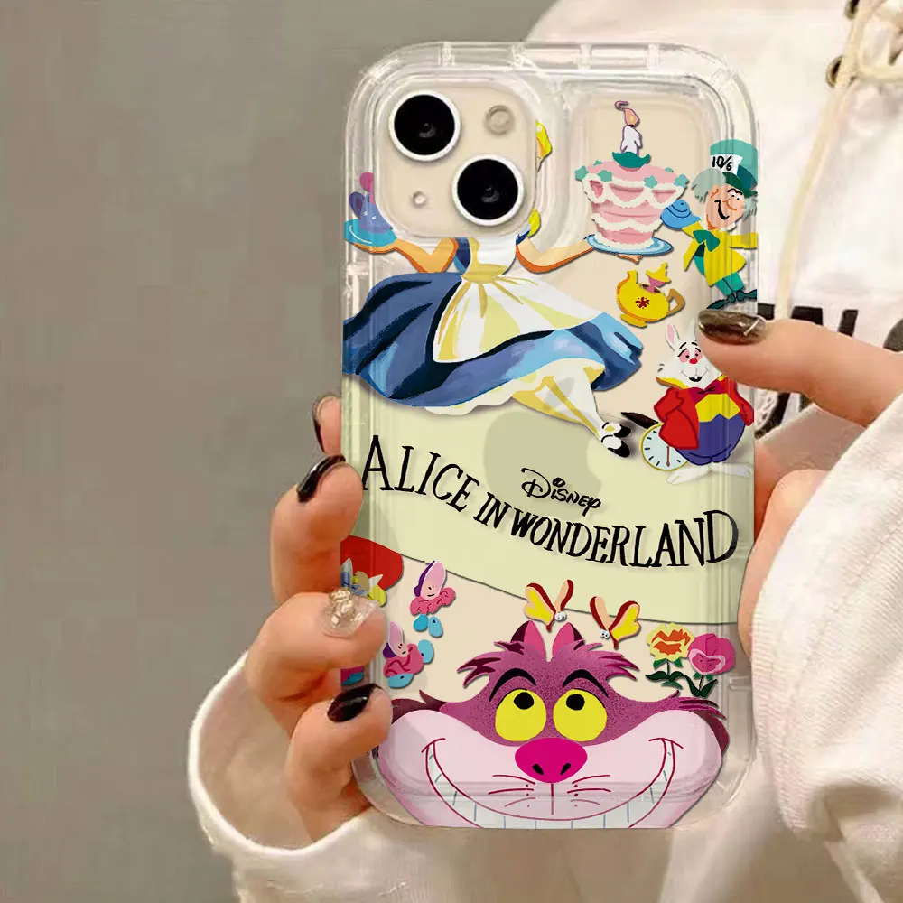 Прозрачный чехол Cute Disney Alice in Wonderlansd для VIVO S15 V20 V21 V23 V23E V25 V27 V27E V29 V40 5G Pro с подушкой