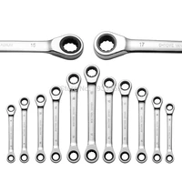 double end ratcheting wrenches set metric chrome vanadium steel 72 tooth gear and off corner hand tool set
