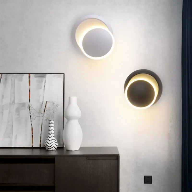 

Rotatable Spot Light Nordic Led Interior Wall Light Bedroom Bedside Indoor Lighting Soft Light Circular Living Room Home Decor