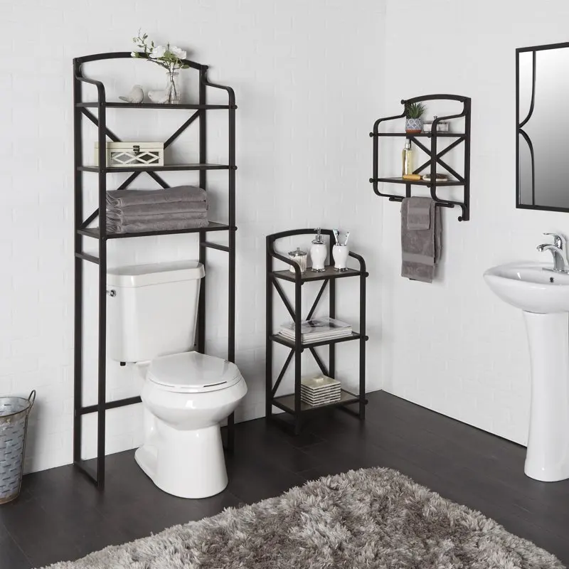 

Shelf Organizer, Bronze & Rustic Grey Wood