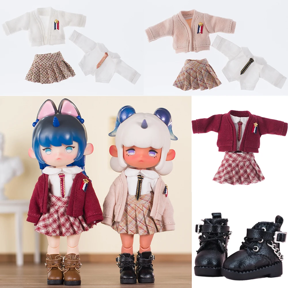 Куклы ручной работы Ob11 вязаный свитер кардиган костюм юбка кукла школьная форма