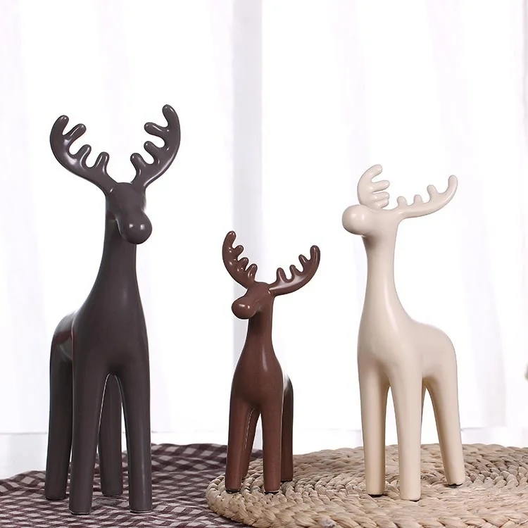 

Nordic ceramic deer three piece set of furnishings home accessories living room wine cabinet shop elk decoration crafts