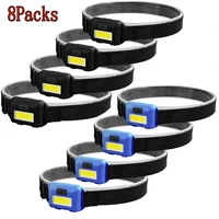 8pack led headlight suitable for adults and children cob floodlight super bright head lamp 3 modes waterproof work headlight