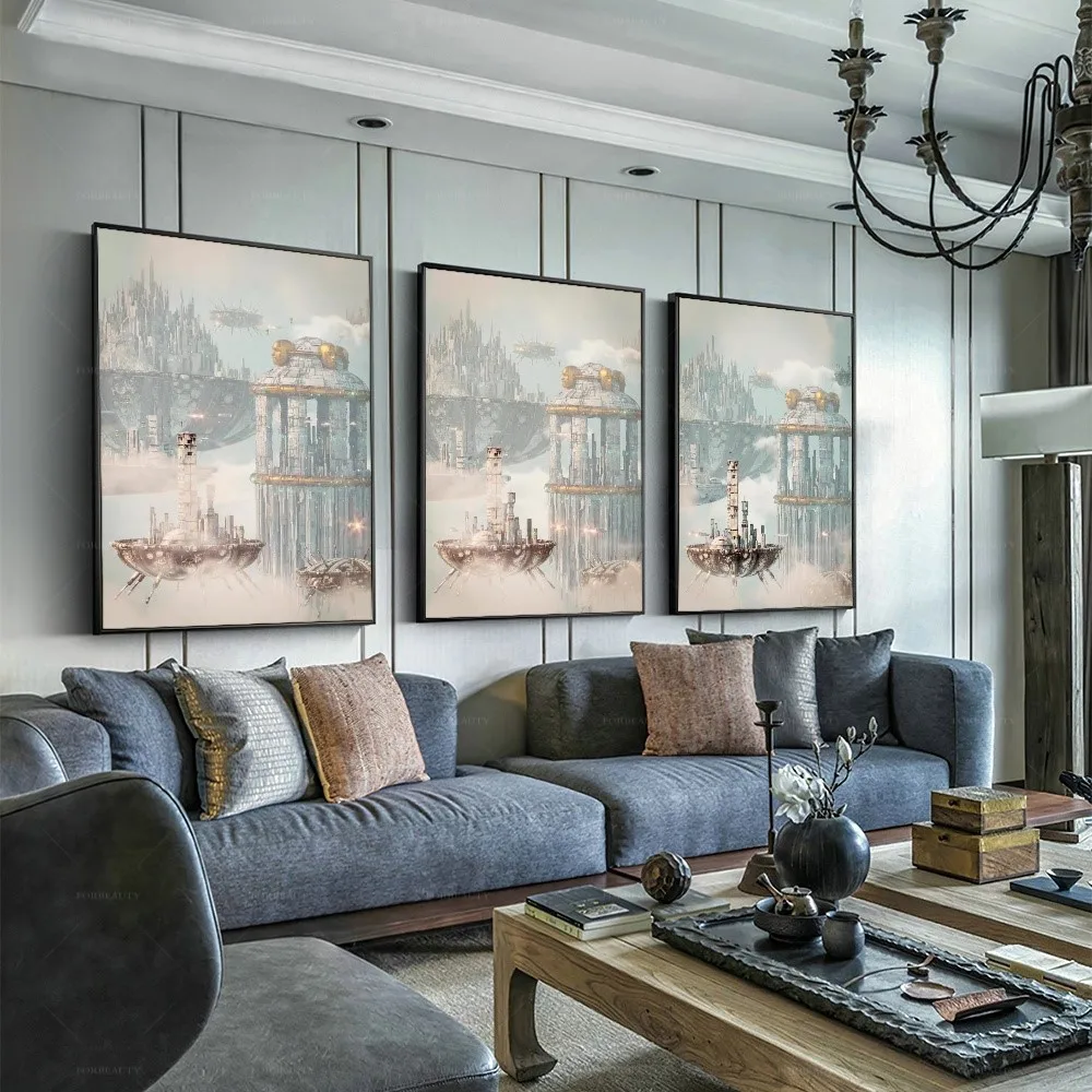 

Forbeauty SkyCity Metaverses распылительная Картина на холсте водонепроницаемая и может использоваться вне картин маслом для настенного искусства