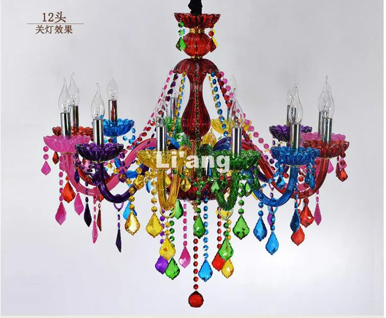 

Colorful Crystal Chandelier Living Room lustres de cristal Decoration Tiffany Pendants and Chandeliers Home Lighting Indoor Lamp