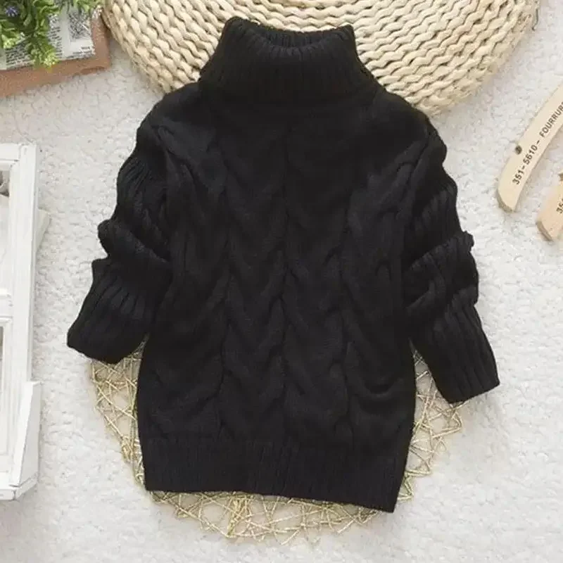 Новый детский однотонный пуловер свитер осень-зима водолазка для маленьких