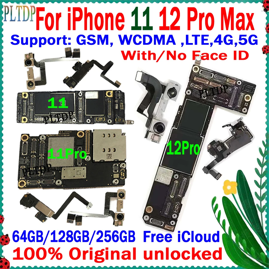 Tanie Darmowa Wysyłka Aktualizacja Wsparcia I 4G/5G Dla Iphone 11 Pro Max 12 Pro Max Płyta Główna Oryginalny Odblokuj Nie Icloud Logic Board 100% Teste