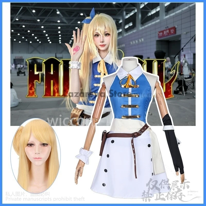 Аниме Fairry100 Tail Years Quest костюм Люси Хартфилии для косплея парик сексуальный топ