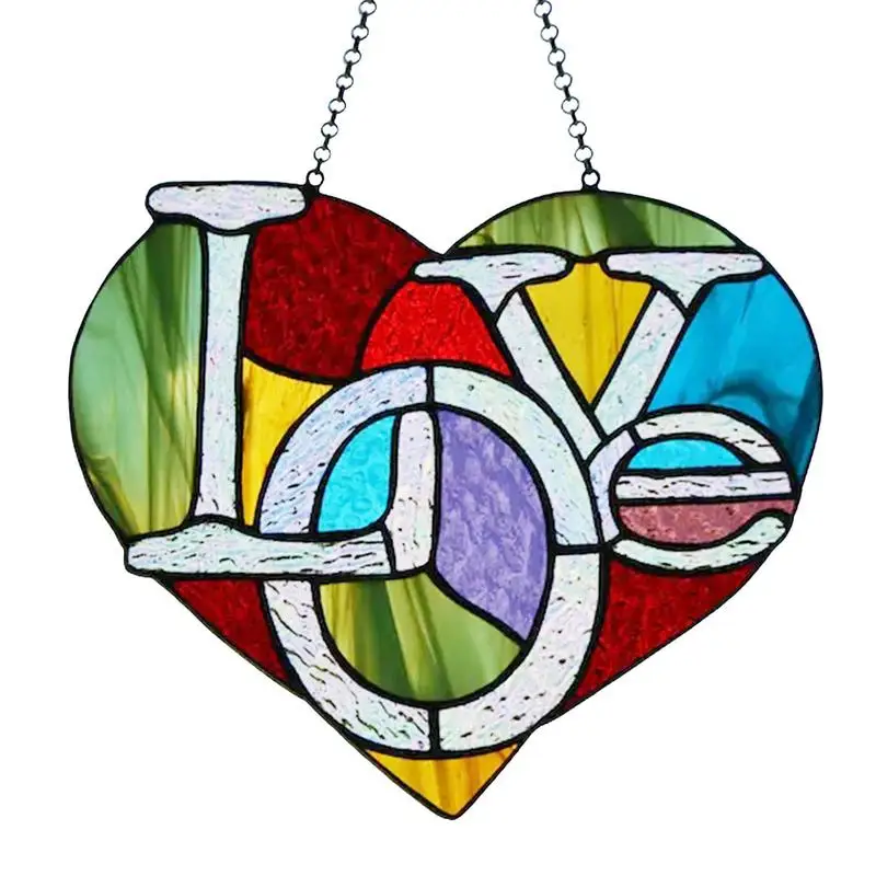 

Витражные украшения в форме сердца, контрастные цвета, подвеска в форме сердца для окна, украшение на День святого Валентина