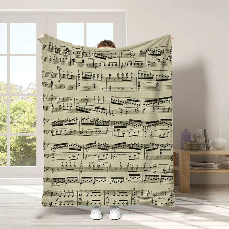 

Vintage Music Note Shaggy Throw Blanket for Decorative Sofa Bedspread on the Bed Boho Home Decor Plaid Bedroom Decoration Fleece