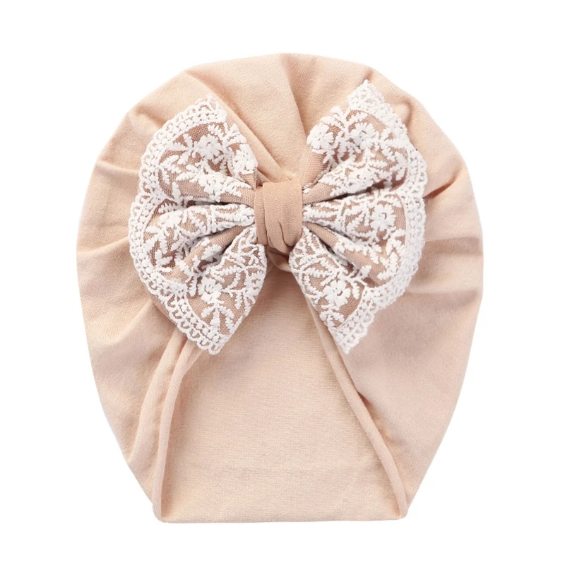 

Lace Bowknot Baby Hat Newborn Head Dress Turban Hat Cotton Head Wear Unisex for Infant Toddler Boys Girls Handmade Cap