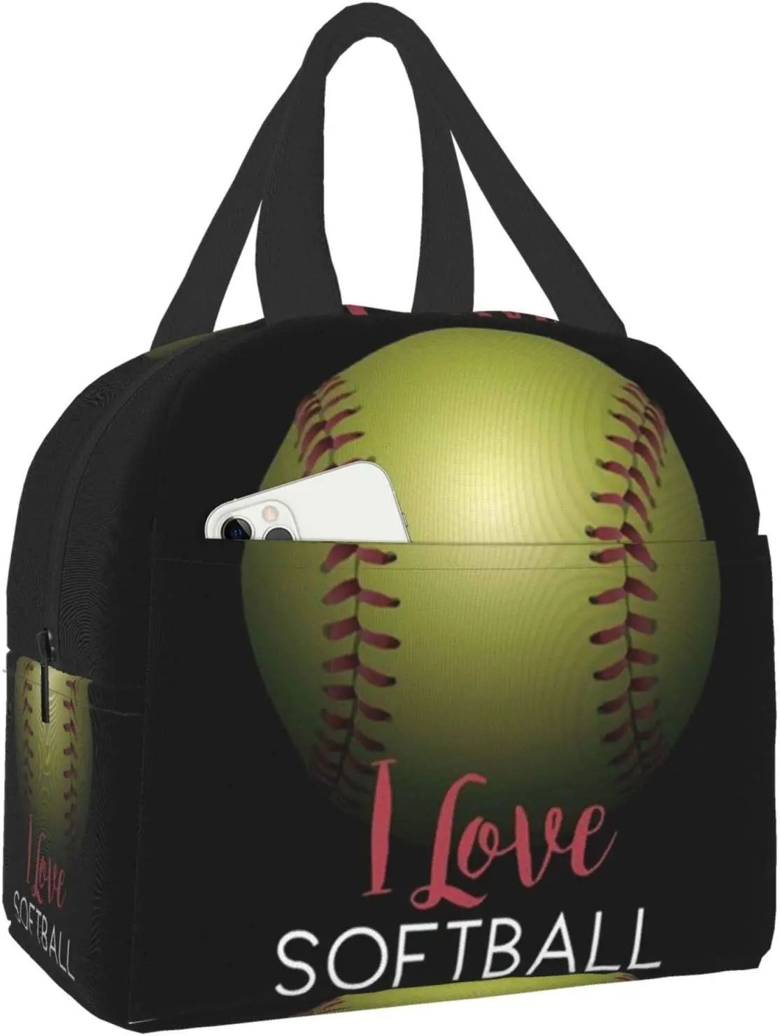 

Женская Герметичная сумка для завтрака с молнией I Love Softball