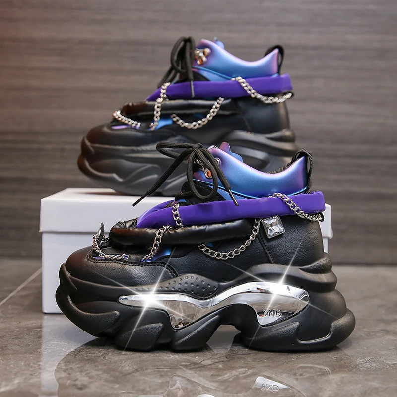 

Thick Sole Casual Sneakers Man Platform Shoes Lace Up Flat Men Walking Shoes Increase Heel Brand Trainers Design Loafers Women
