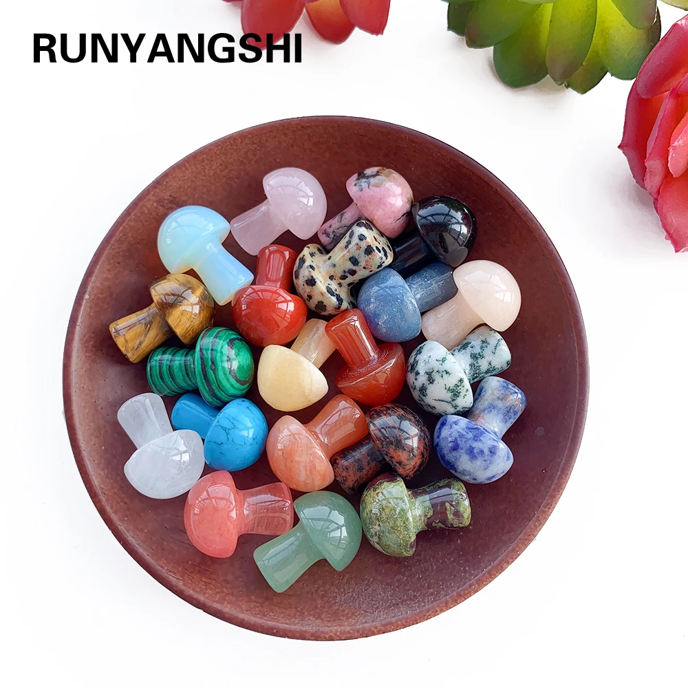

10pcs/bag Hand carving Crystal mini mushroom Clear quartz Natural energy gem collection Healing Crystal Home Decora