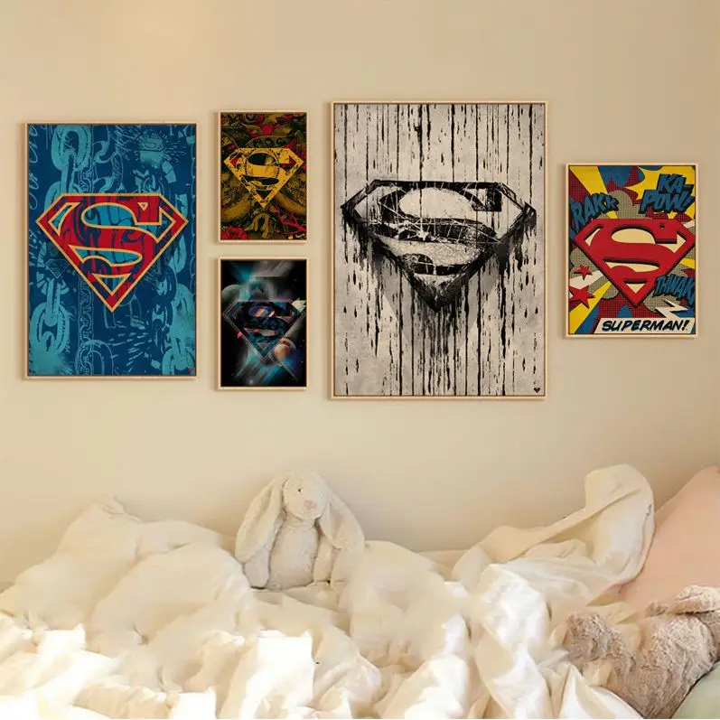 Плакат на стену с логотипом Супермена BANDAI плакаты в стиле ретро для домашнего