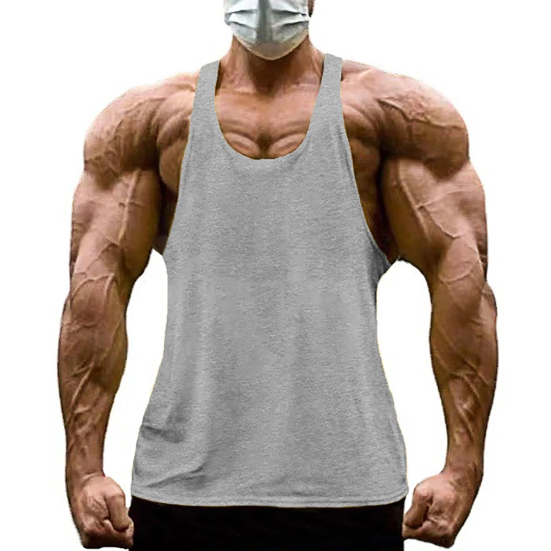 

Summer Bodybuilding Stringer Tank Top Men Gym Clothing Cotton Y Back Muscle Sleeveless Shirt Fitness Mens Workout Vest Tanktop