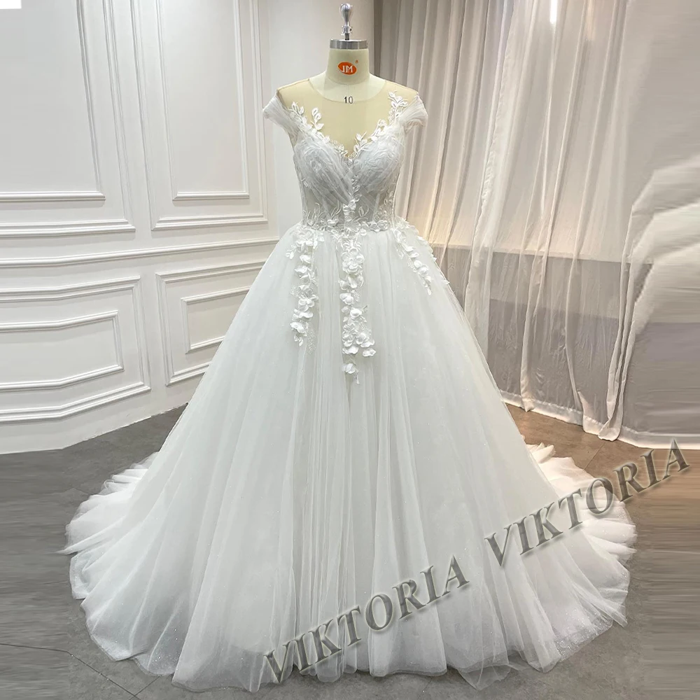 

VIKTORIA Charming Wedding Dresses For Woman Marriage 2024 Cap Sleeves O-neck A-LINE Appliques Vestidos De Novia Custom Made