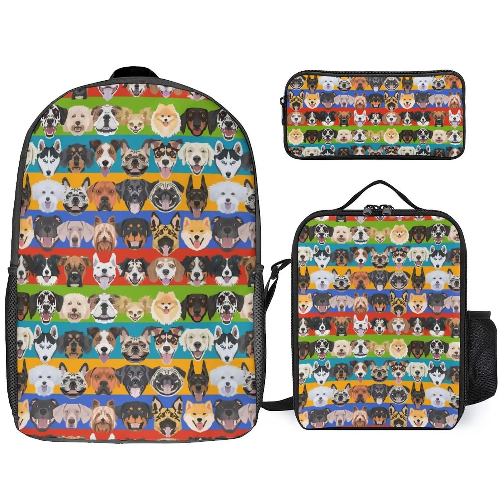 

Cartoon Dog Backpack Lovely Puppy School Bags 3PCS Set Pet Animal Schoolbag with Lunch Bag Pencil Case Casual Student Book Bag