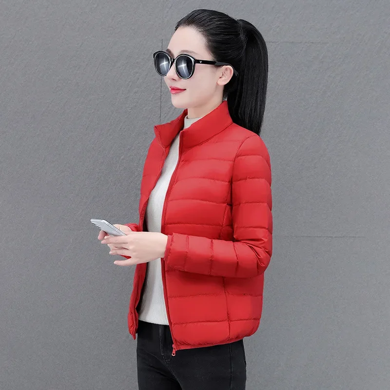 Winter New Women's Down Coat Cropped Stand Collar Lightweight Two-Open Slims Smooths Your Silhouette Warm Duck Jacket