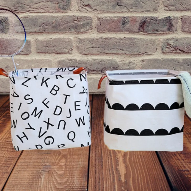 

Storage basket cotton linen folding storage box Nordic letter large toy storage box