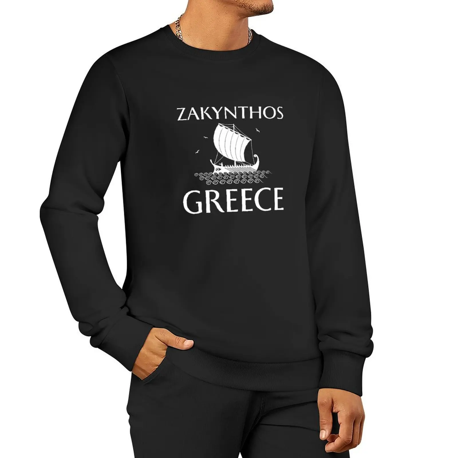 Zakynthos Island Греческий пуловер с капюшоном для мужчин носят осеннюю толстовку в